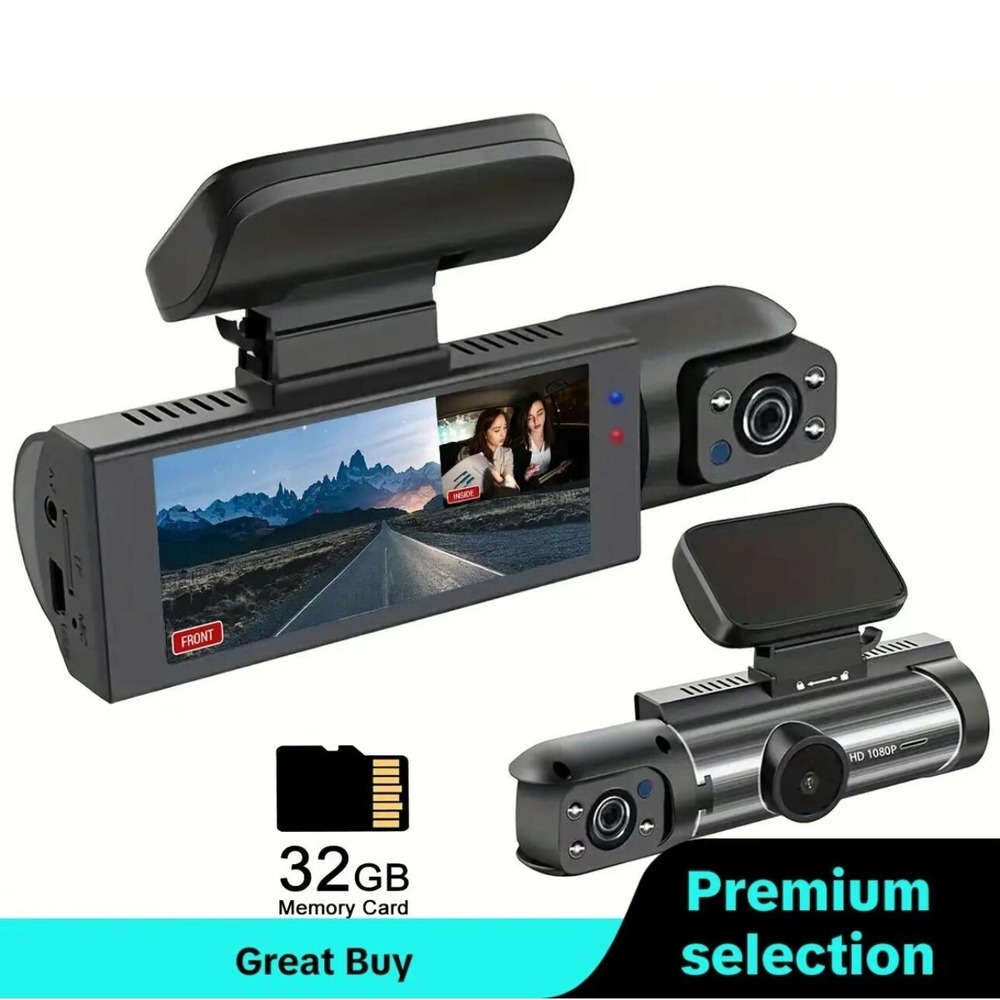 Car Video Dashcam 1080P 3.16" Screen Front and Inside IR Night Vision NEW